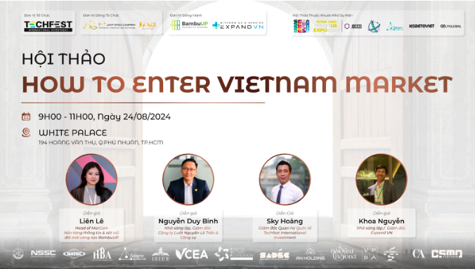 Cộng đồng đầu tư quốc tế TECHFEST (TECHFEST International Investment Community) tổ chức hội thảo “ How To Enter Vietnam Market” tại sự kiện Megaus Expo 2024, thúc đẩy hỗ trợ doanh nghiệp Hàn Quốc xúc tiến thương mại tại thị trường Việt Nam.